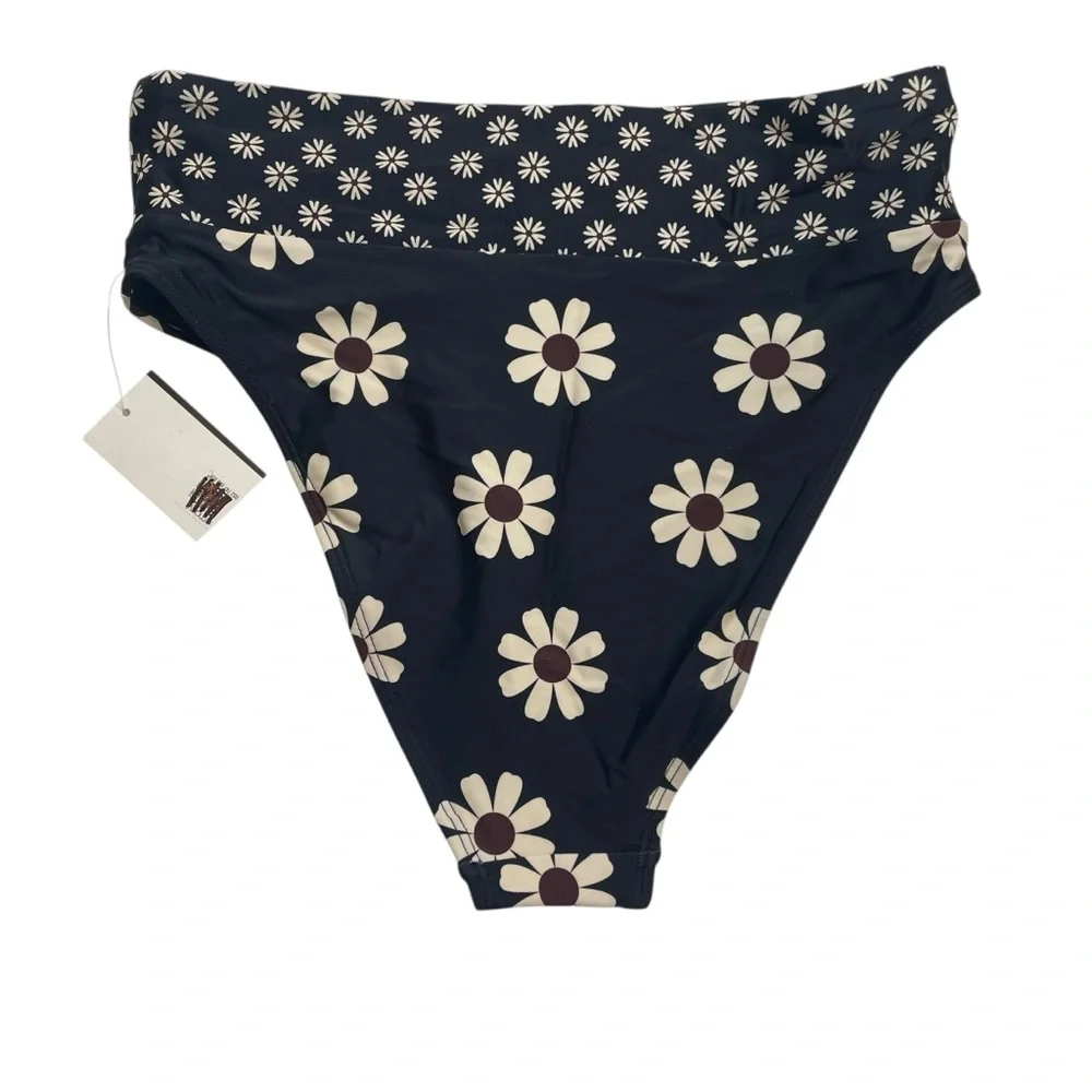 Salt + Cove One Shoulder Side Cinch Bikini Top & High Waisted Floral Bottoms M - Picture 9 of 9